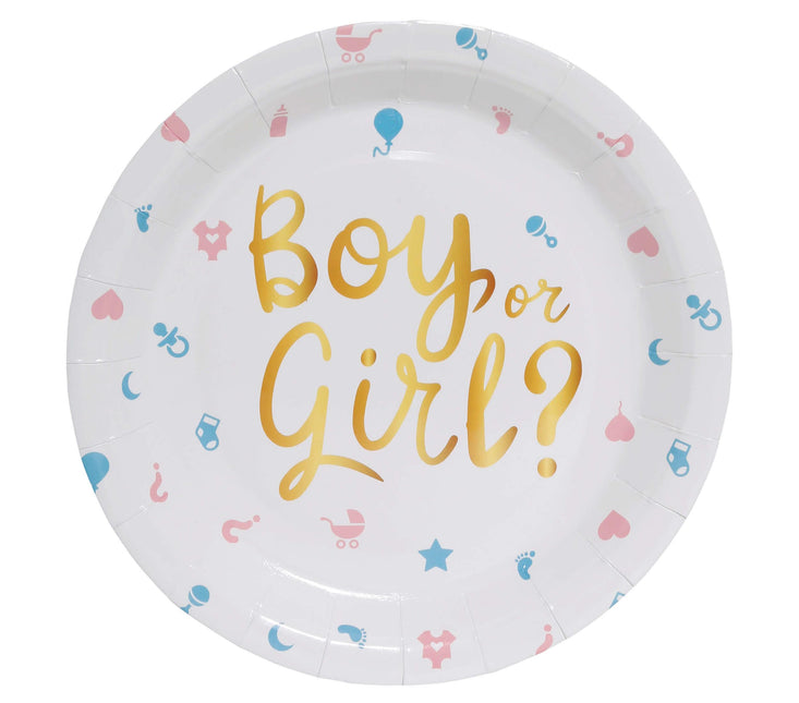 Assiettes de révélation du sexe Garçon ou fille 23cm 6pcs