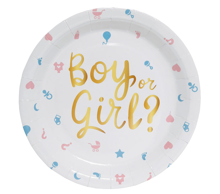 Assiettes de révélation du sexe Garçon ou fille 23cm 6pcs