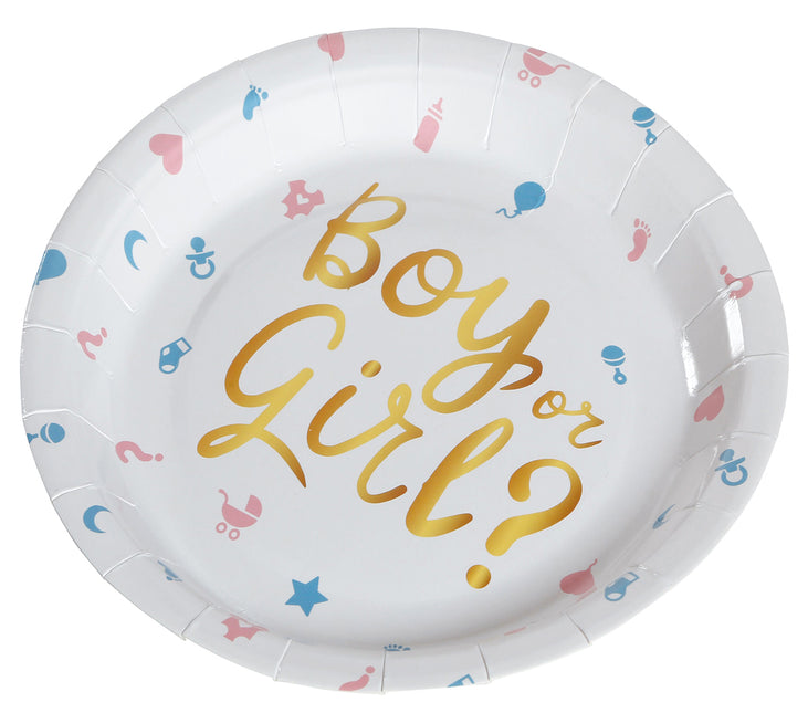 Assiettes de révélation du sexe Garçon ou fille 23cm 6pcs