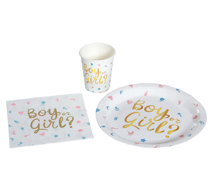 Assiettes de révélation du sexe Garçon ou fille 23cm 6pcs