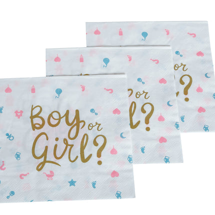 Serviettes de table pour la révélation du sexe 33cm 12pcs