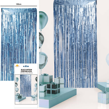 Tapis de rideau de porte bleu 2m