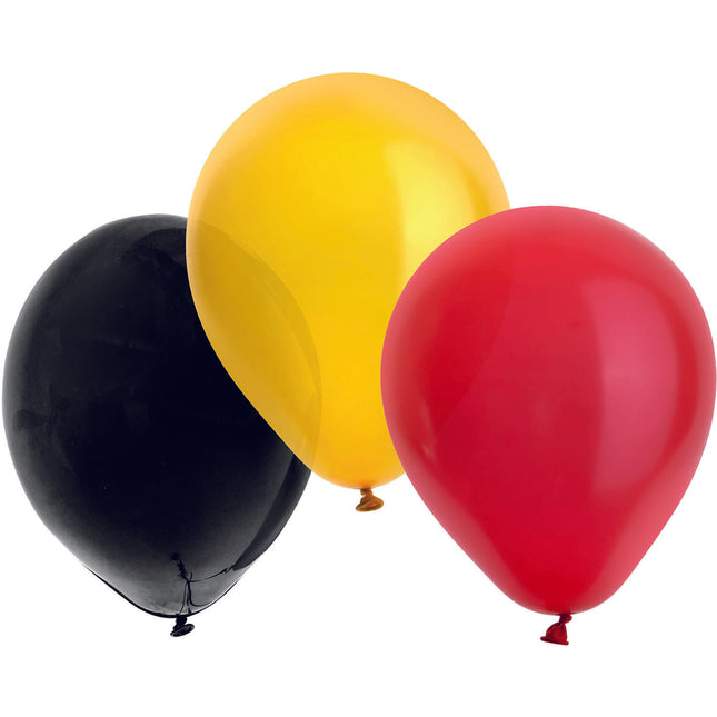 Ballons Noir-Jaune-Rouge 23cm - 50 pièces
