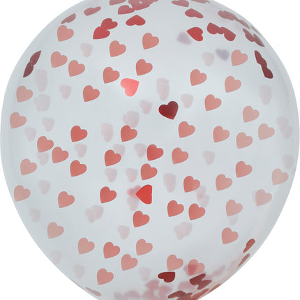 Sac de 10 ballons avec confettis en forme de coeur