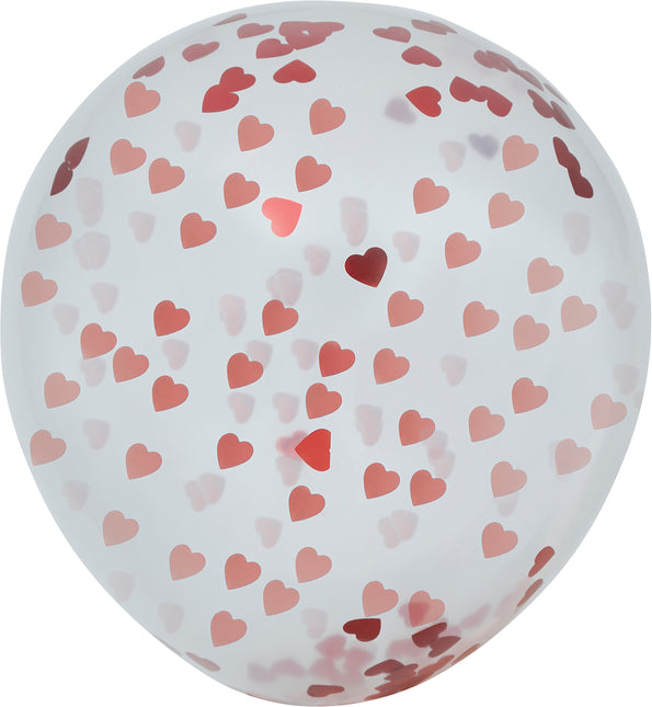 Sac de 10 ballons avec confettis en forme de coeur