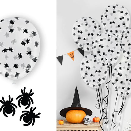 Ballon confetti d'Halloween avec araignées 10pcs