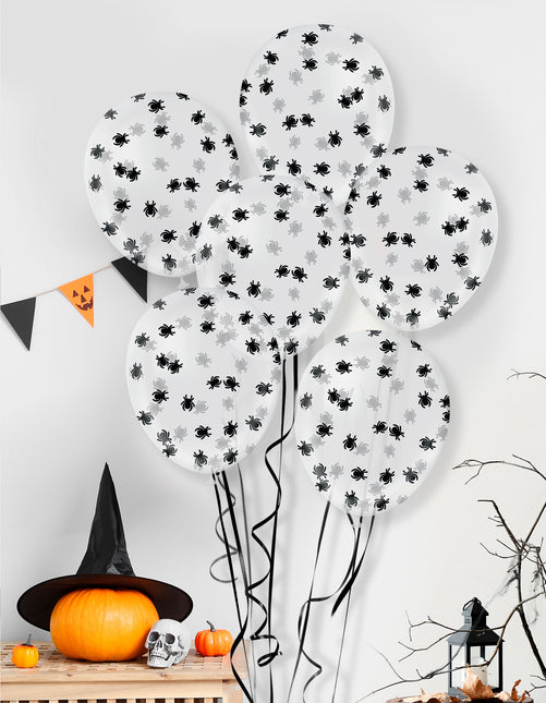 Ballon confetti d'Halloween avec araignées 10pcs