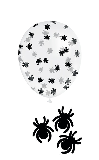Ballon confetti d'Halloween avec araignées 10pcs