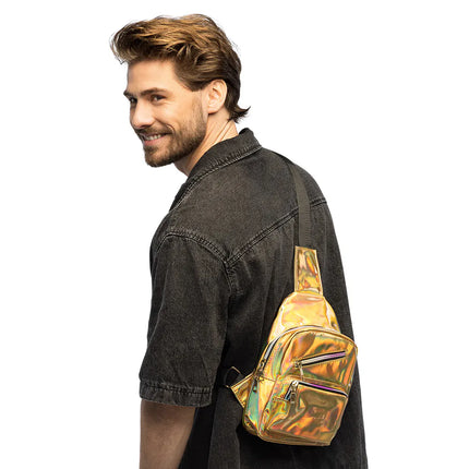 Sac à bandoulière Holo Deluxe doré (27 x 17 x 8 cm)
