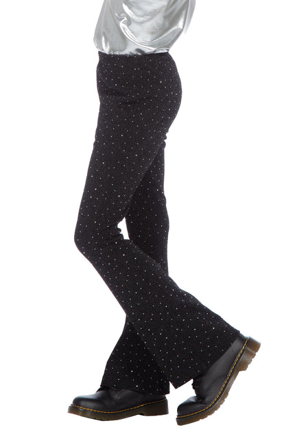 Pantalon noir évasé à paillettes