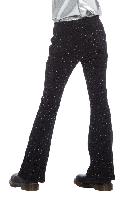 Pantalon noir évasé à paillettes