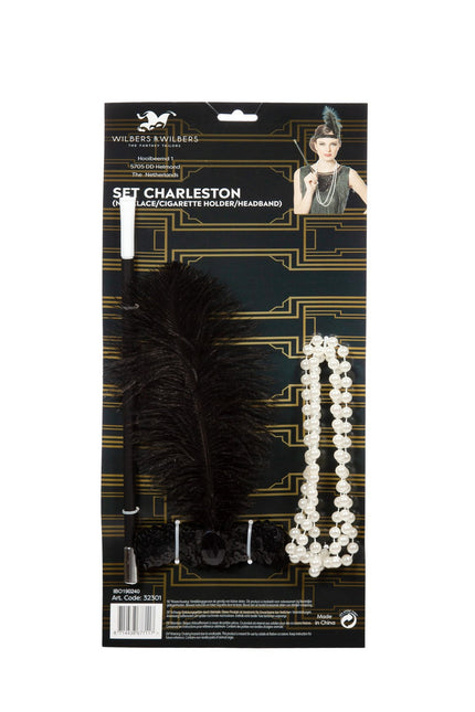 Ensemble d'accessoires Charleston noir 3 pièces