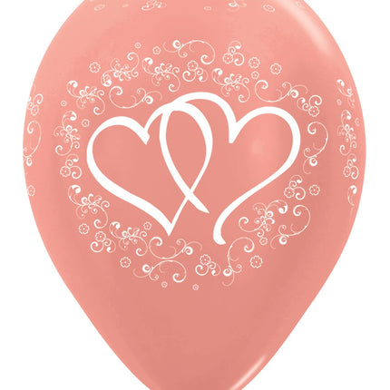Ballons de baudruche or rose Cœurs 30cm 25pcs