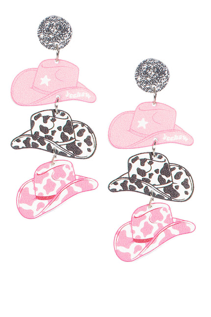 Boucles d'oreilles cow-boy noir et rose