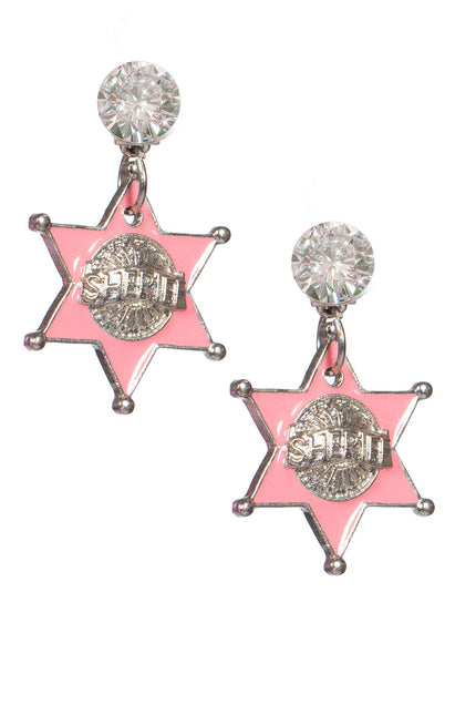 Boucles d'oreilles Sherrif rose argent