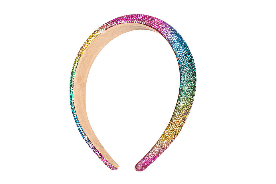 Bandeau de cheveux avec strass arc-en-ciel