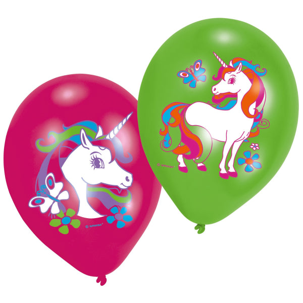 Ballons Licorne Vert Rose 27.5cm 6pcs
