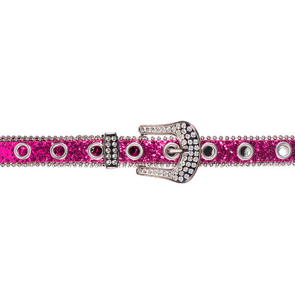 Ceinture pailletée avec boucle en strass Rose