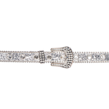 Ceinture pailletée avec boucle en strass Argent