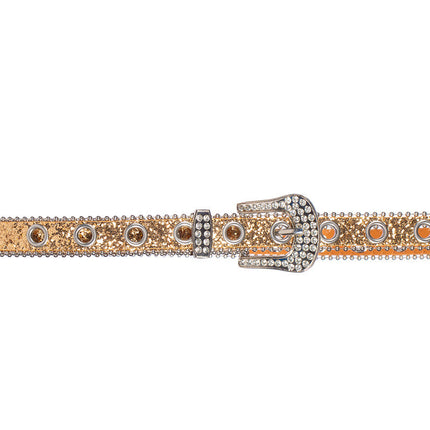 Ceinture pailletée avec boucle en strass Or