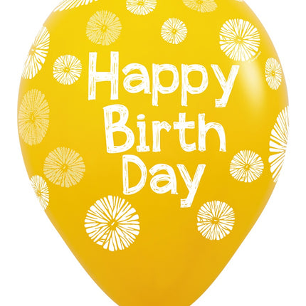 Happy Birthday Balloons Flowers 30cm 25pcs
