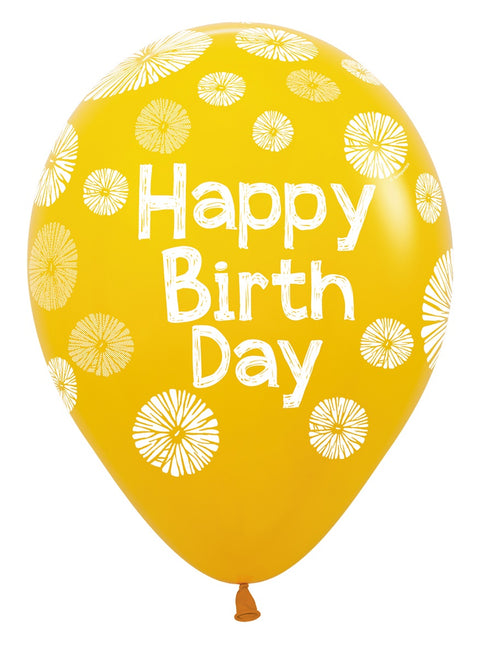 Happy Birthday Balloons Flowers 30cm 25pcs