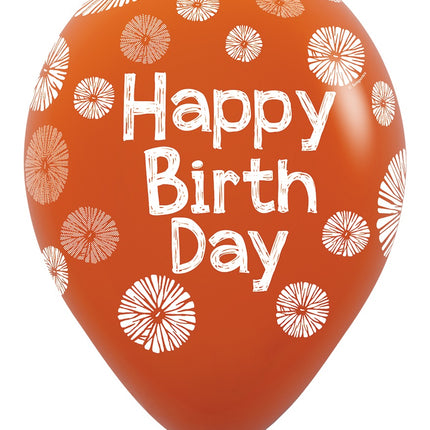 Happy Birthday Balloons Flowers 30cm 25pcs