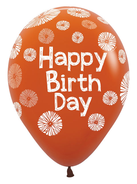 Happy Birthday Balloons Flowers 30cm 25pcs