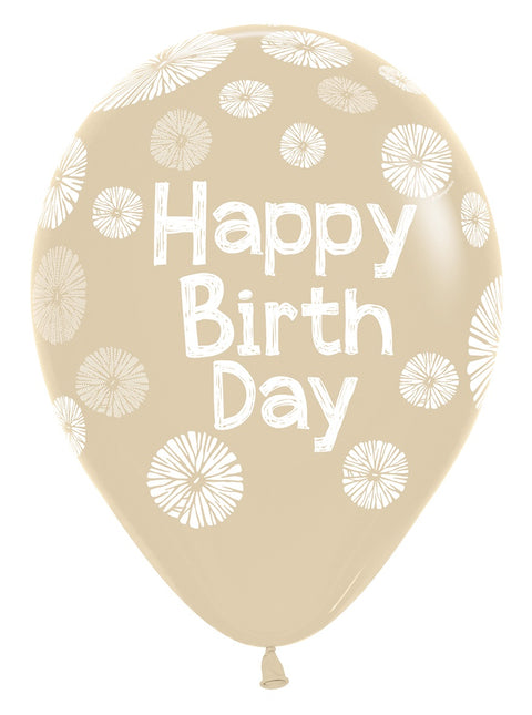 Happy Birthday Balloons Flowers 30cm 25pcs