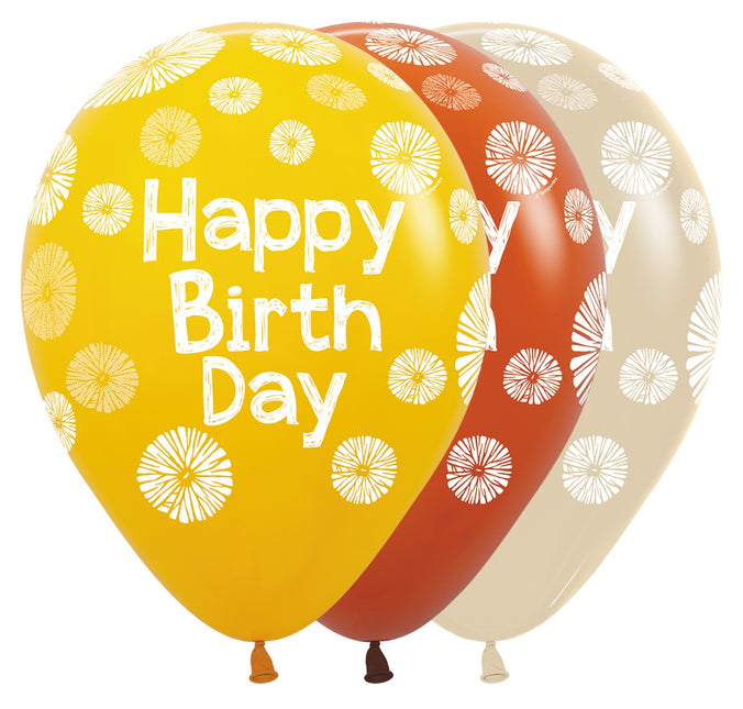 Happy Birthday Balloons Flowers 30cm 25pcs