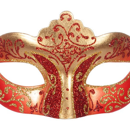Masque vénitien pour les yeux rouge or pailleté