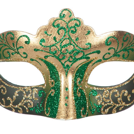 Masque vénitien pour les yeux vert or pailleté