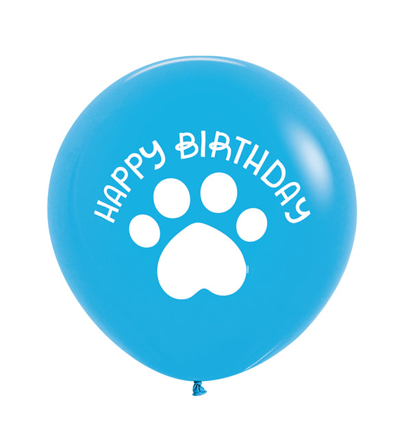 Ballons de baudruche Happy Birthday Bleu Paw Print 60cm 3pcs