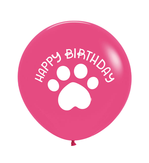 Ballons de baudruche Happy Birthday Rose Paw Print 60cm 3pcs