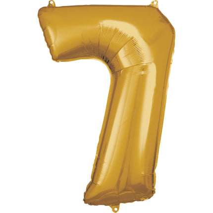 7 Year Figure Balloon Gold Shiny Empty 84cm