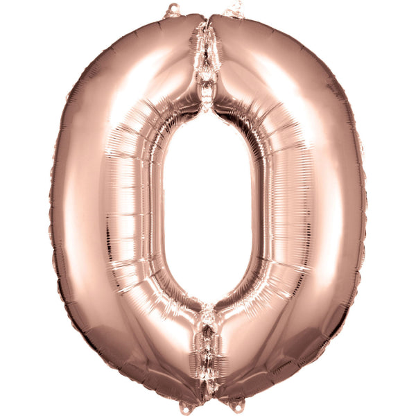0 Year Figure Balloon Rose Gold Shiny Empty 86cm