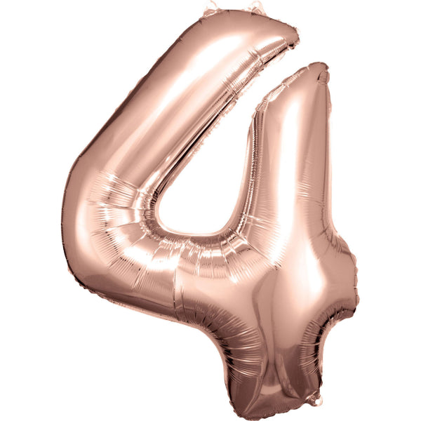 4 Year Figure Balloon Rose Gold Shiny Empty 93cm