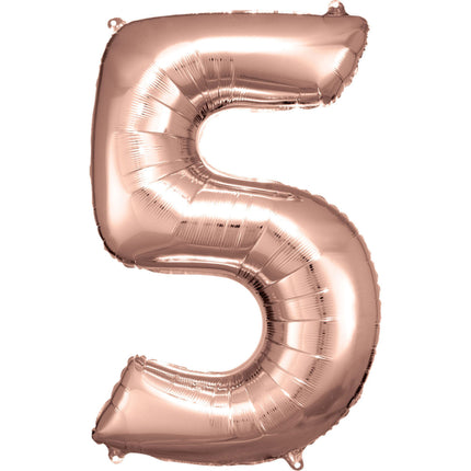 5 Year Figure Balloon Rose Gold Shiny Empty 92cm