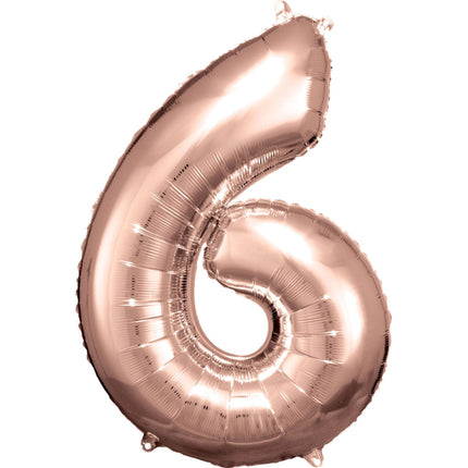 6 Year Figure Balloon Rose Gold Shiny Empty 88cm