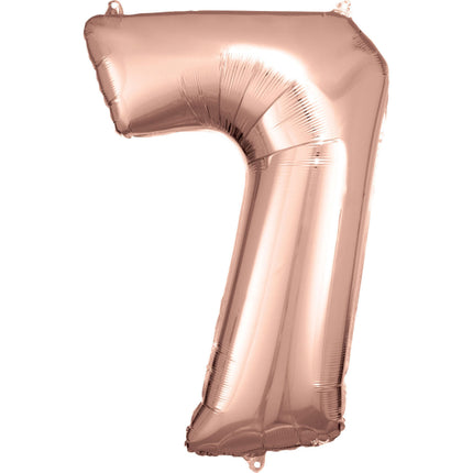 7 Year Figure Balloon Rose Gold Shiny Empty 84cm