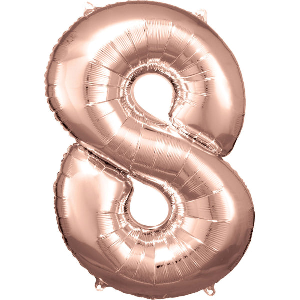 8 Year Figure Balloon Rose Gold Shiny Empty 86cm