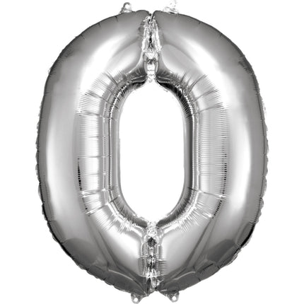 Ballon de baudruche - Numéro 0 - Argent - 86 x 70 cm