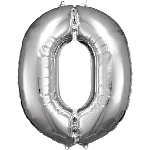 Ballon de baudruche - Numéro 0 - Argent - 86 x 70 cm