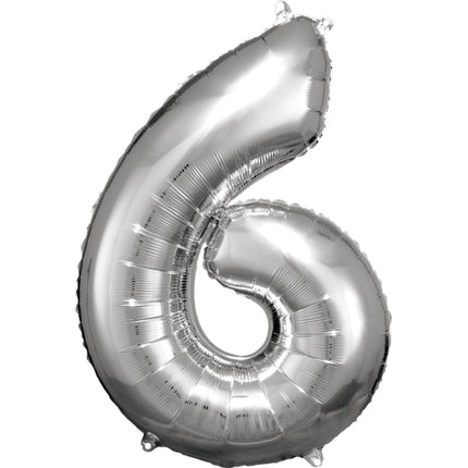 Ballon de baudruche - Numéro 6 - Argent - 88 x 60 cm