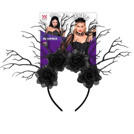 BANDEAU « LE ROI SOMBRE » AVEC DES BRANCHES ET DES ROSES NOIRES