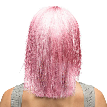 Perruque rose « Crazy » (paillettes argentées)