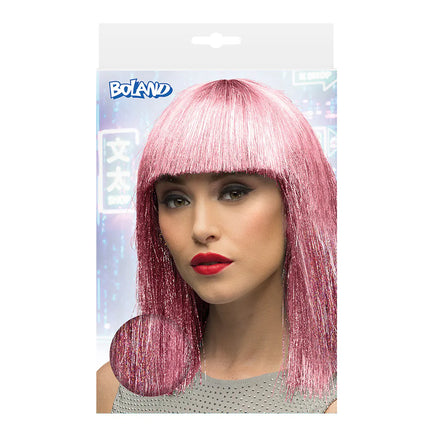 Perruque rose « Crazy » (paillettes argentées)