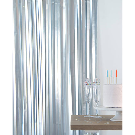 Tapis de rideau de porte argenté 2m