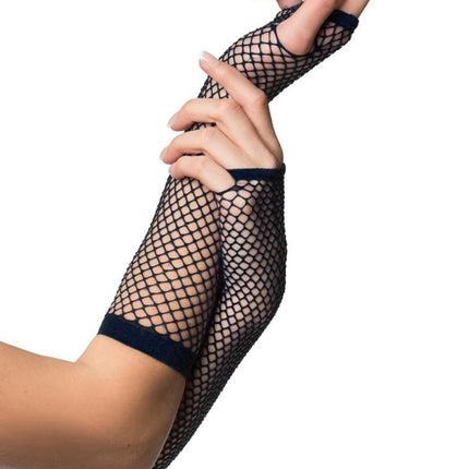 Gants sans doigts Longue résille Noir