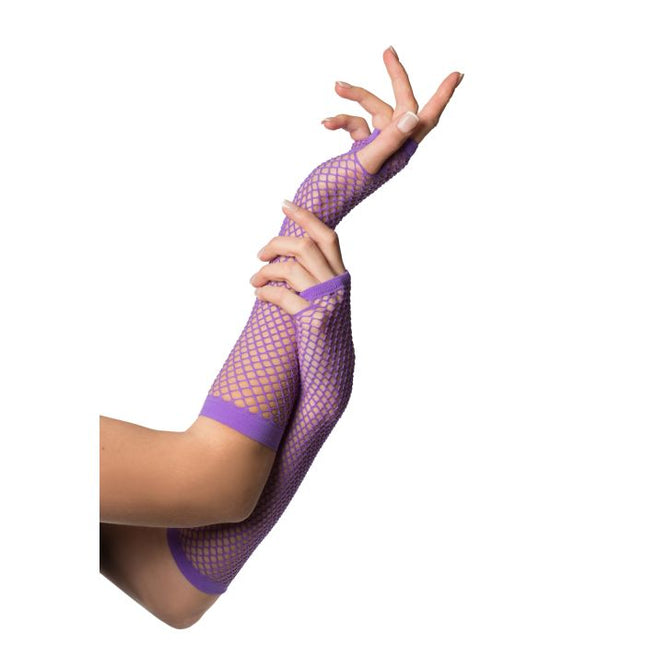 Gants sans doigts Longs en résille Violet